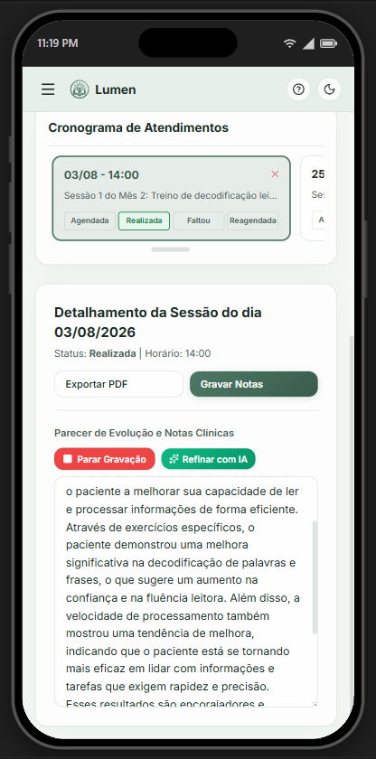 Evolução por Voz e Refinamento com IA no Celular - Sistema Lumen